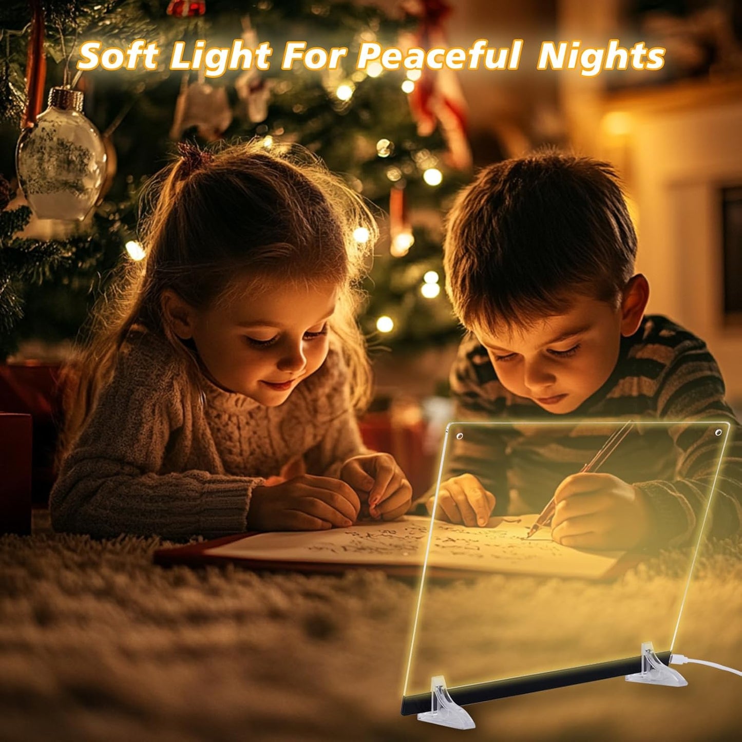 Acrylic Dry Erase Board with 7+Mixed Color LED Light-Up Memo Board w/Music Sync, APP & Remote Control, Stand, 12 Markers - Versatile Night Light for Room, Office -14.1"x10.9" Neon Glow Display (Black)