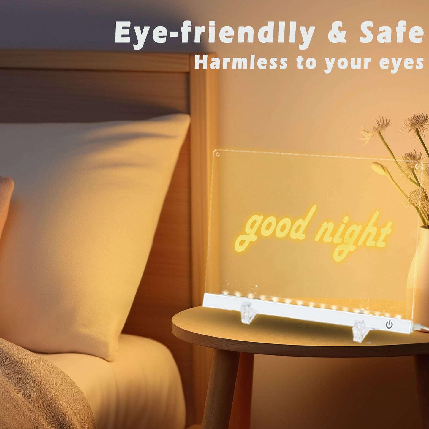 Acrylic Dry Erase Board with Light 11.8"x8.5" Light up Dry Erase Board Brightness Adjustable as Glow Memo LED Letter Message Note Board with Stand Led White Board with 12 Pen for School Home (White)