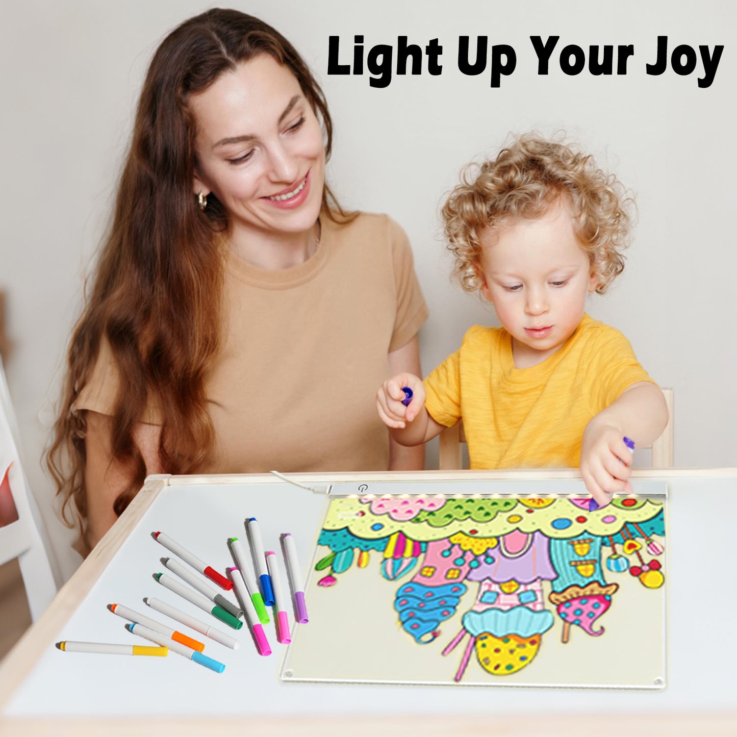 Acrylic Dry Erase Board with Light 11.8"x8.5" Light up Dry Erase Board Brightness Adjustable as Glow Memo LED Letter Message Note Board with Stand Led White Board with 12 Pen for School Home (White)